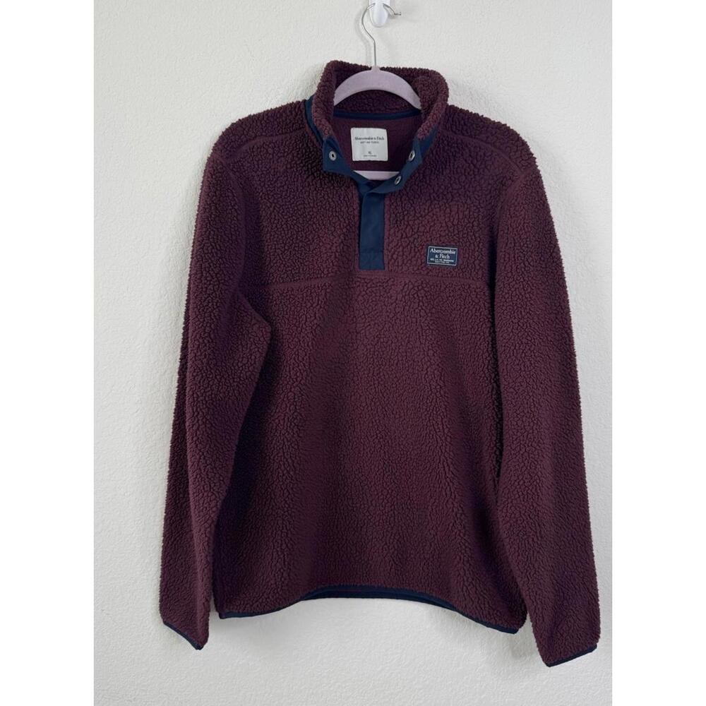 Abercrombie & Fitch Pullover Womens XL Soft Sherpa Faux Fleece 1/4 Zip Outdoor